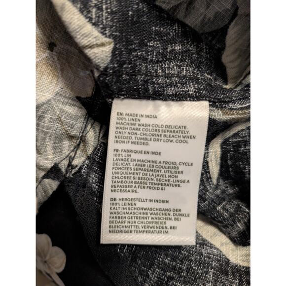 Lands' End Large 14/16 black floral linen long sleeve oversized shirt - Picture 8 of 8